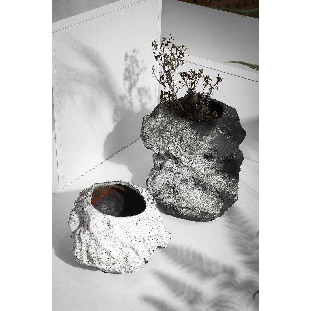 Keramikvase m. Rock-Look, trendiges Naturdesign.CHU20WH - HomeDesign Knaus