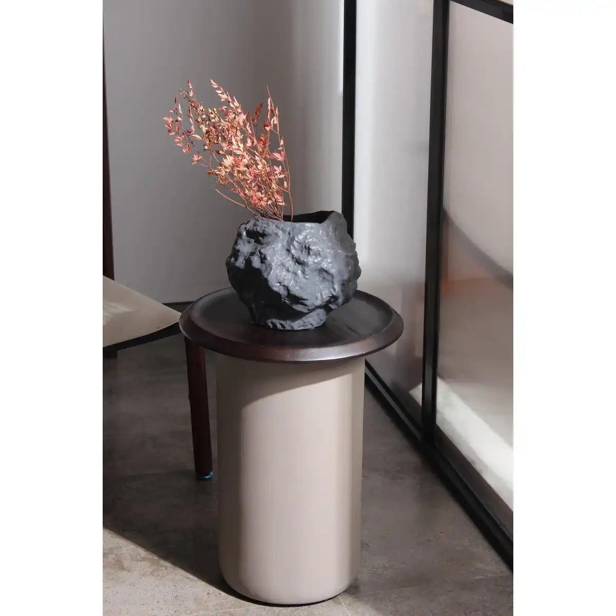 Keramikvase m. Rock-Look, trendiges Naturdesign. CHU20ZW - HomeDesign Knaus