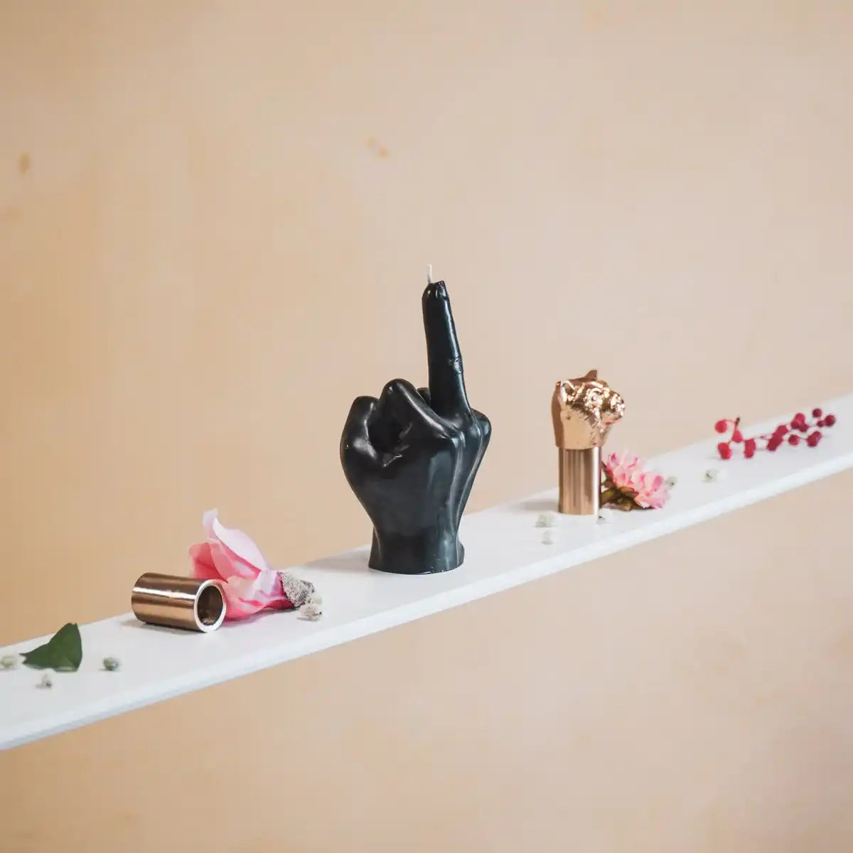 Kerze - Mittelfinger - Wachs - Schwarz - 570 Gramm - 10x9x17cm - HomeDesign Knaus