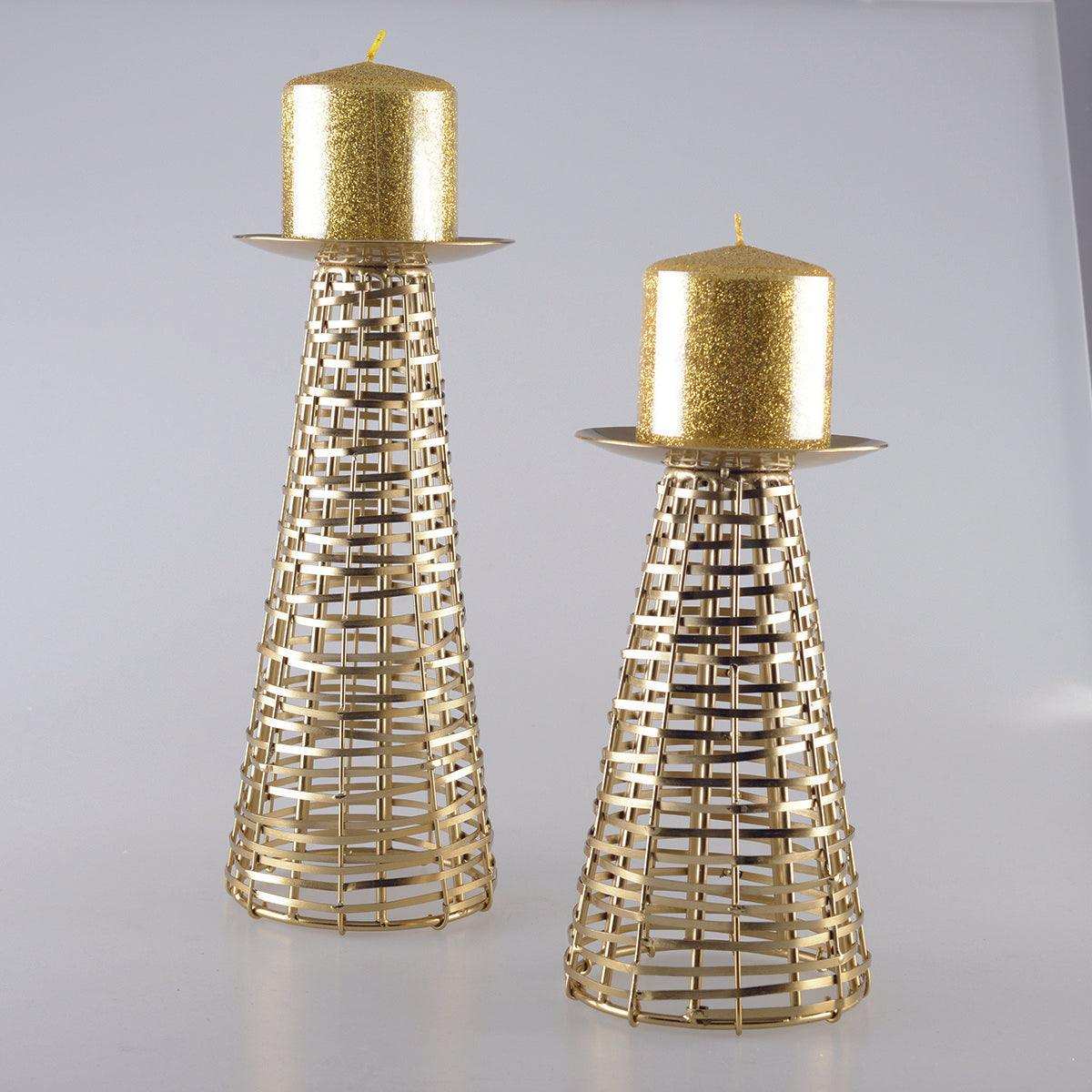 KERZENHALTER AUS GOLDEM METALL 27CM HÖHE - HomeDesign Knaus