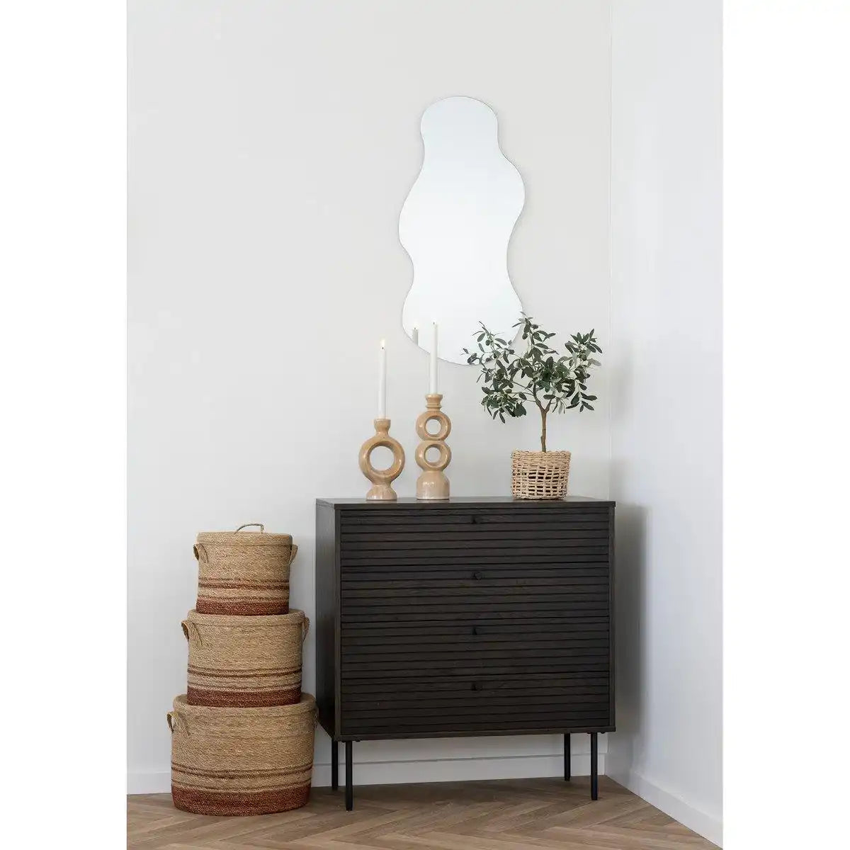 Kerzenhalter – Braun, Keramik, 10,7 x 9,5 x 30,5 cm - HomeDesign Knaus