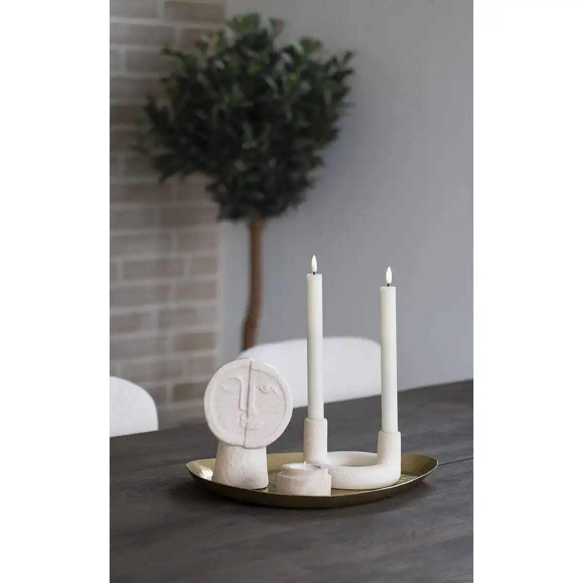 Kerzenhalter - Kerzenhalter, Keramik, beige, ø13x8,5 cm - HomeDesign Knaus
