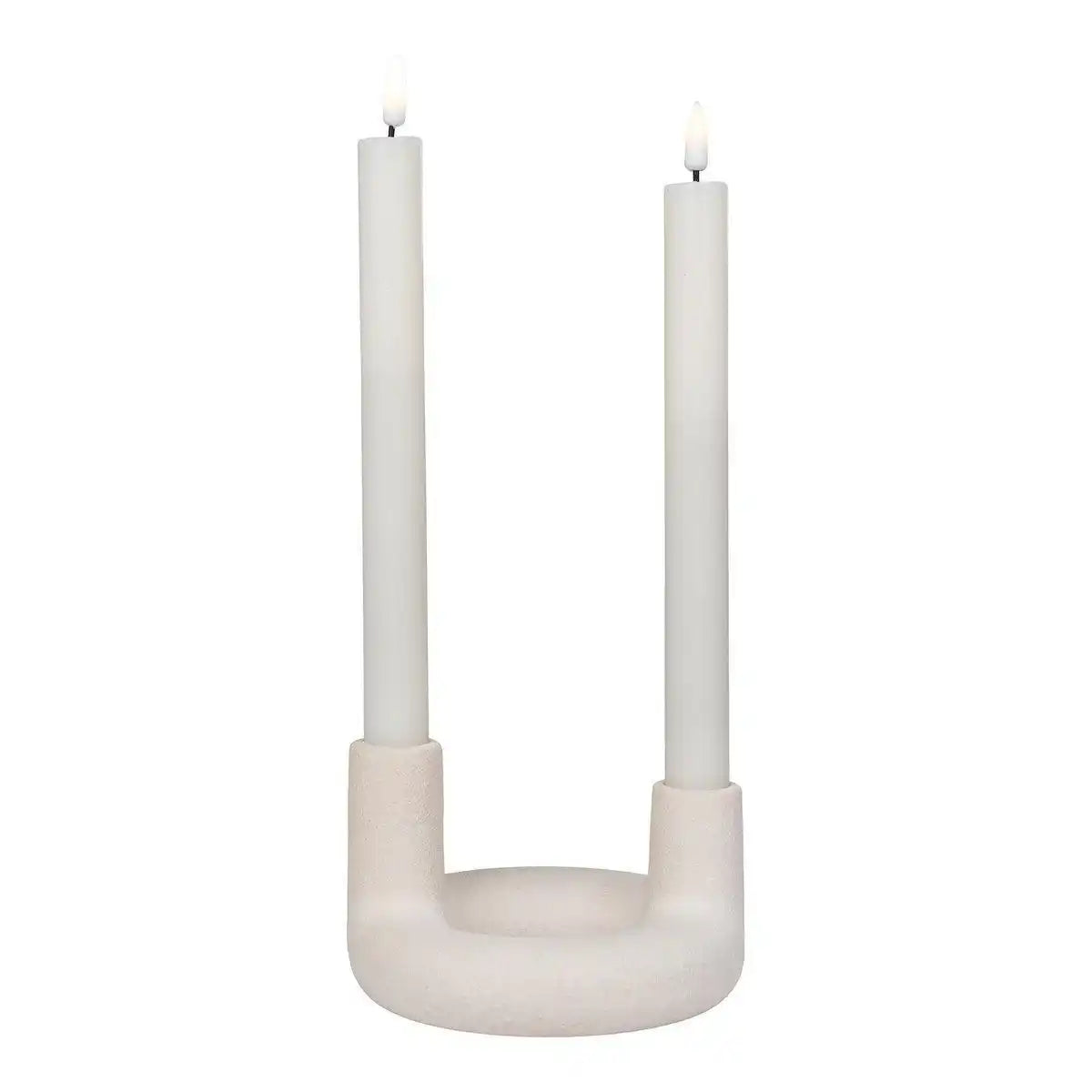 Kerzenhalter - Kerzenhalter, Keramik, beige, ø13x8,5 cm - HomeDesign Knaus
