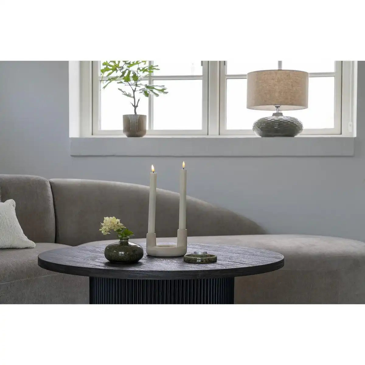 Kerzenhalter - Kerzenhalter, Keramik, beige, ø13x8,5 cm - HomeDesign Knaus