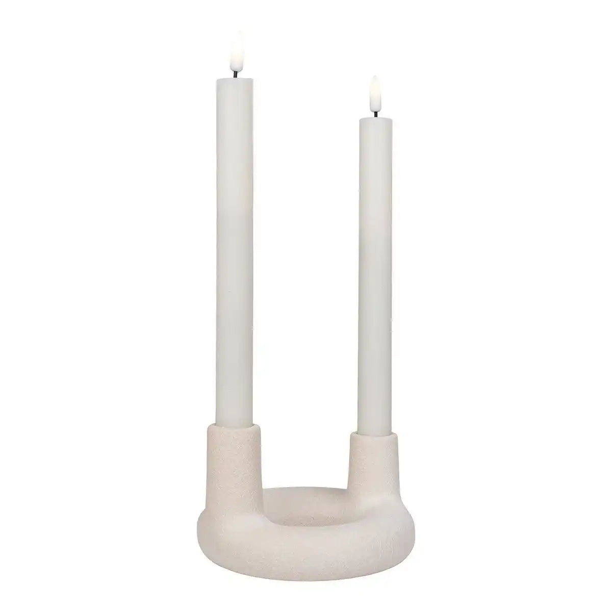 Kerzenhalter - Kerzenhalter, Keramik, beige, ø13x8,5 cm - HomeDesign Knaus