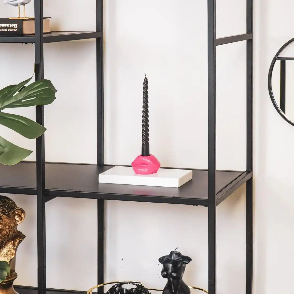 Kerzenhalter - Lippe - Keramik - Neonrosa - 7x5,5x4cm - HomeDesign Knaus