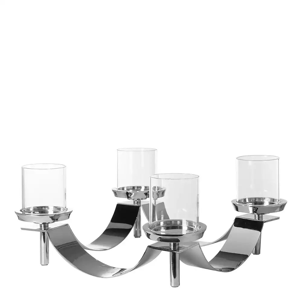 Kerzenleuchter Adventskranz Weihnachtskranz 4- flammig - geschwungene Form - HomeDesign Knaus