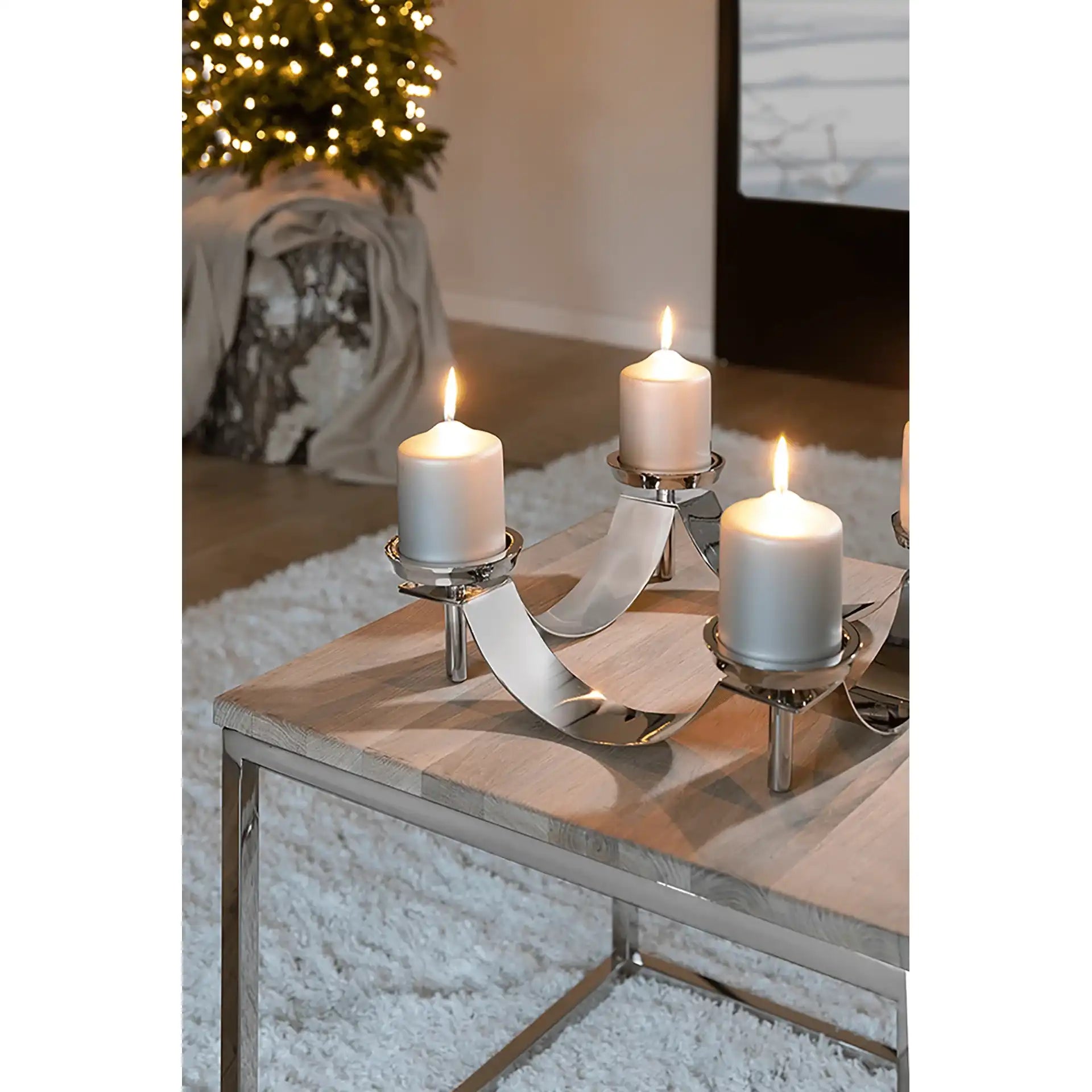Kerzenleuchter Adventskranz Weihnachtskranz 4- flammig - geschwungene Form - HomeDesign Knaus