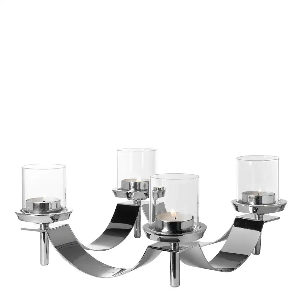 Kerzenleuchter Adventskranz Weihnachtskranz 4- flammig - geschwungene Form - HomeDesign Knaus