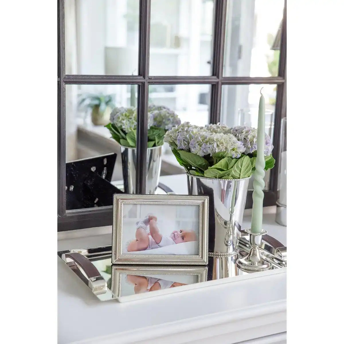 Kerzenleuchter Perla für Stabkerze, Höhe 7 cm, edel versilbert, anlaufgeschützt - HomeDesign Knaus