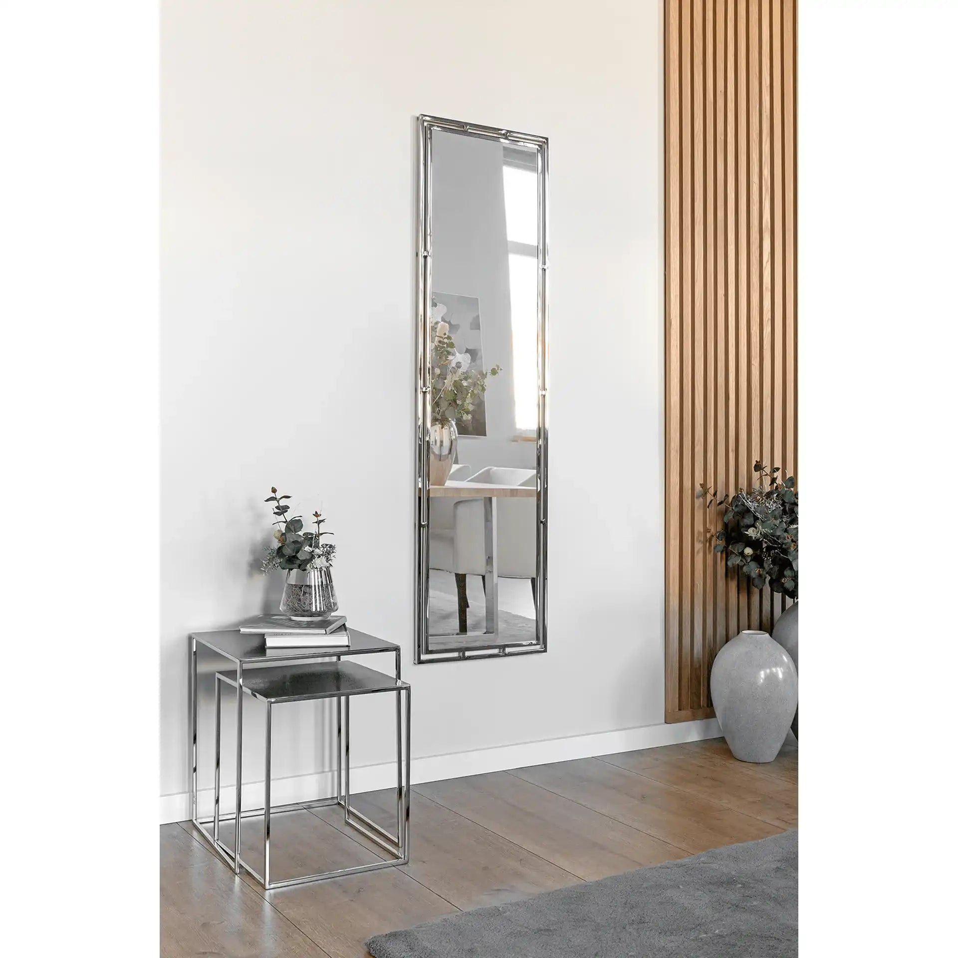 Kilian Wandspiegel Chrom Edelstahl Handarbeit Spiegel 160cm - HomeDesign Knaus