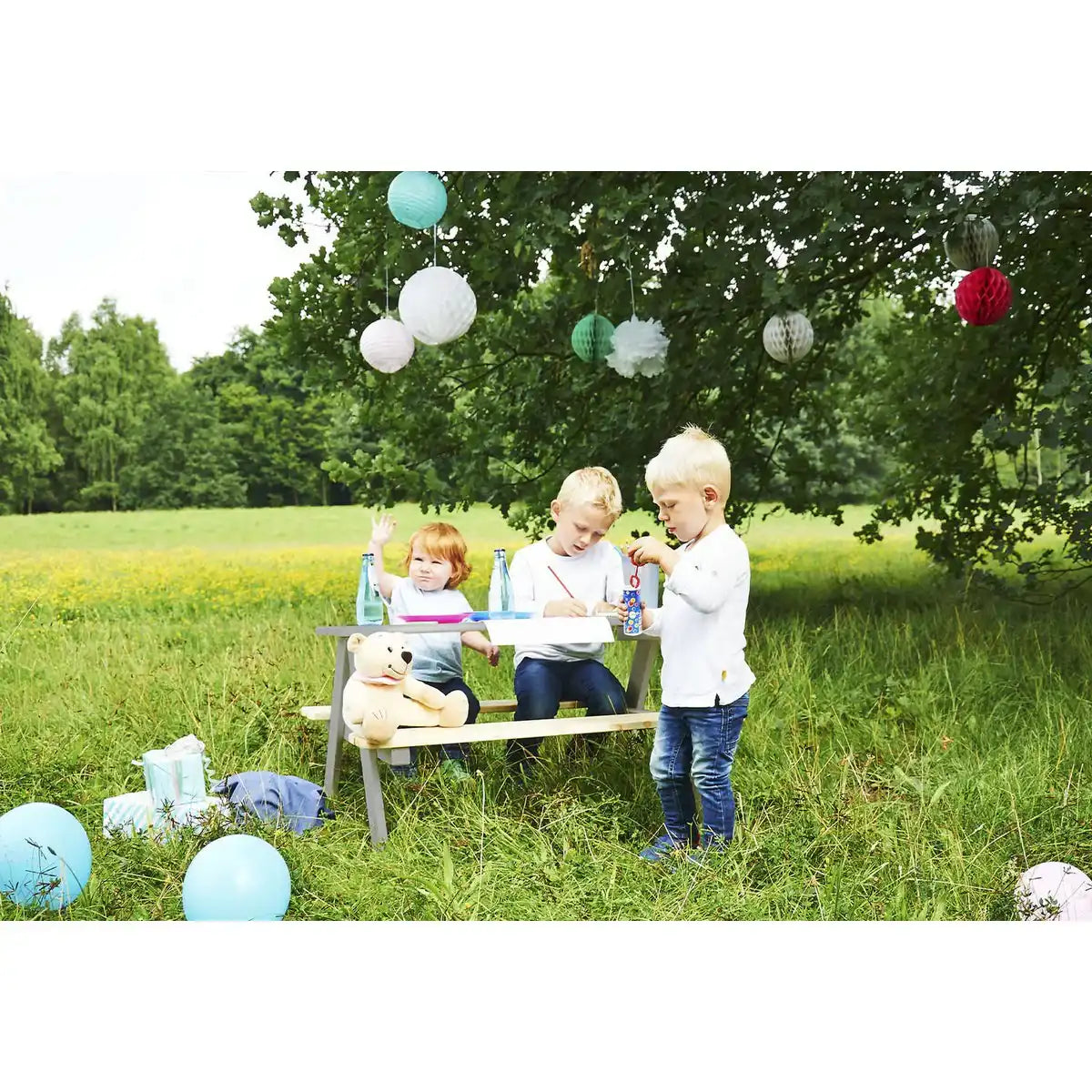 Kinder-Picknickbank 'Nicki für 4', grau - HomeDesign Knaus
