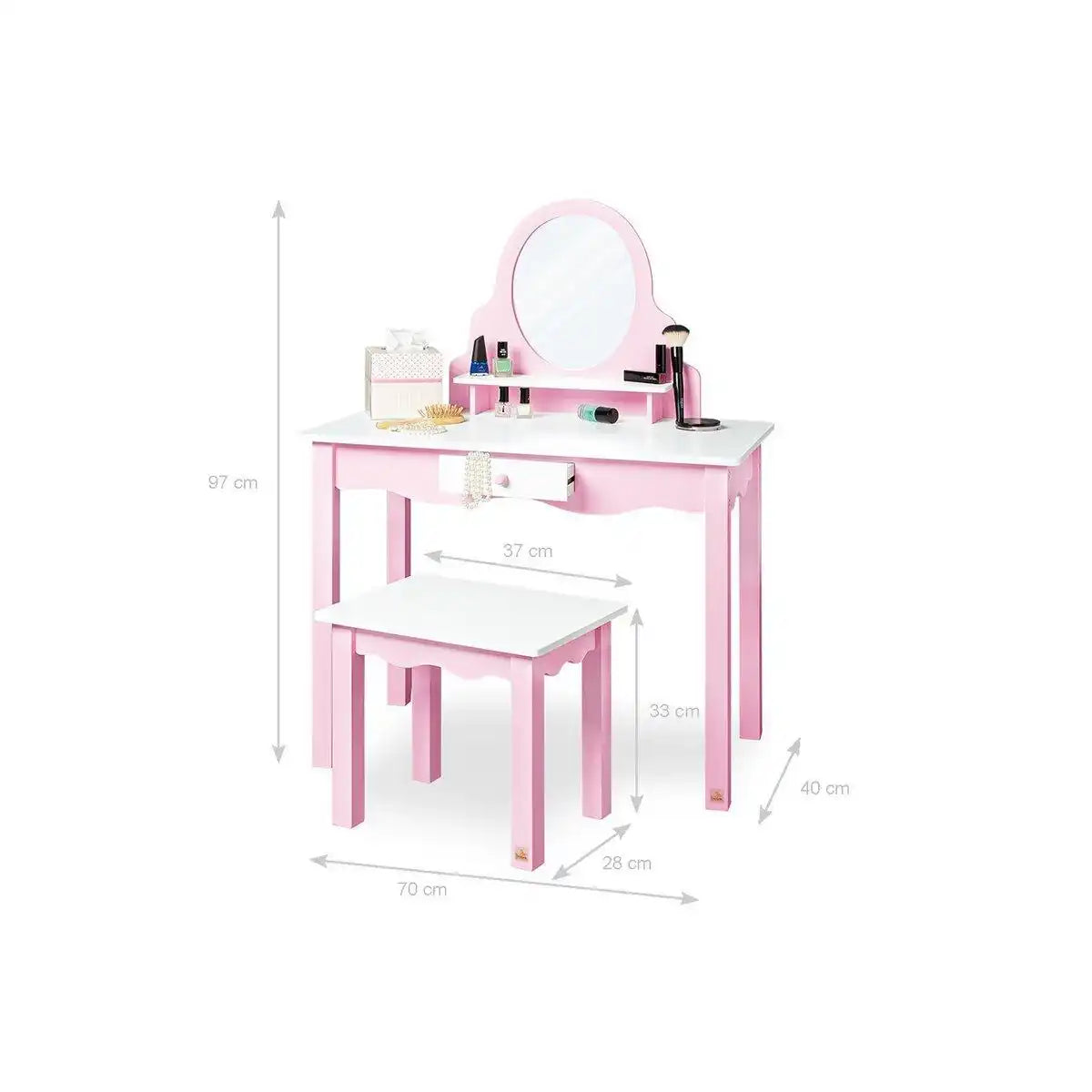 Kinder Schminktisch 'Jasmin', inkl. Schemel - HomeDesign Knaus