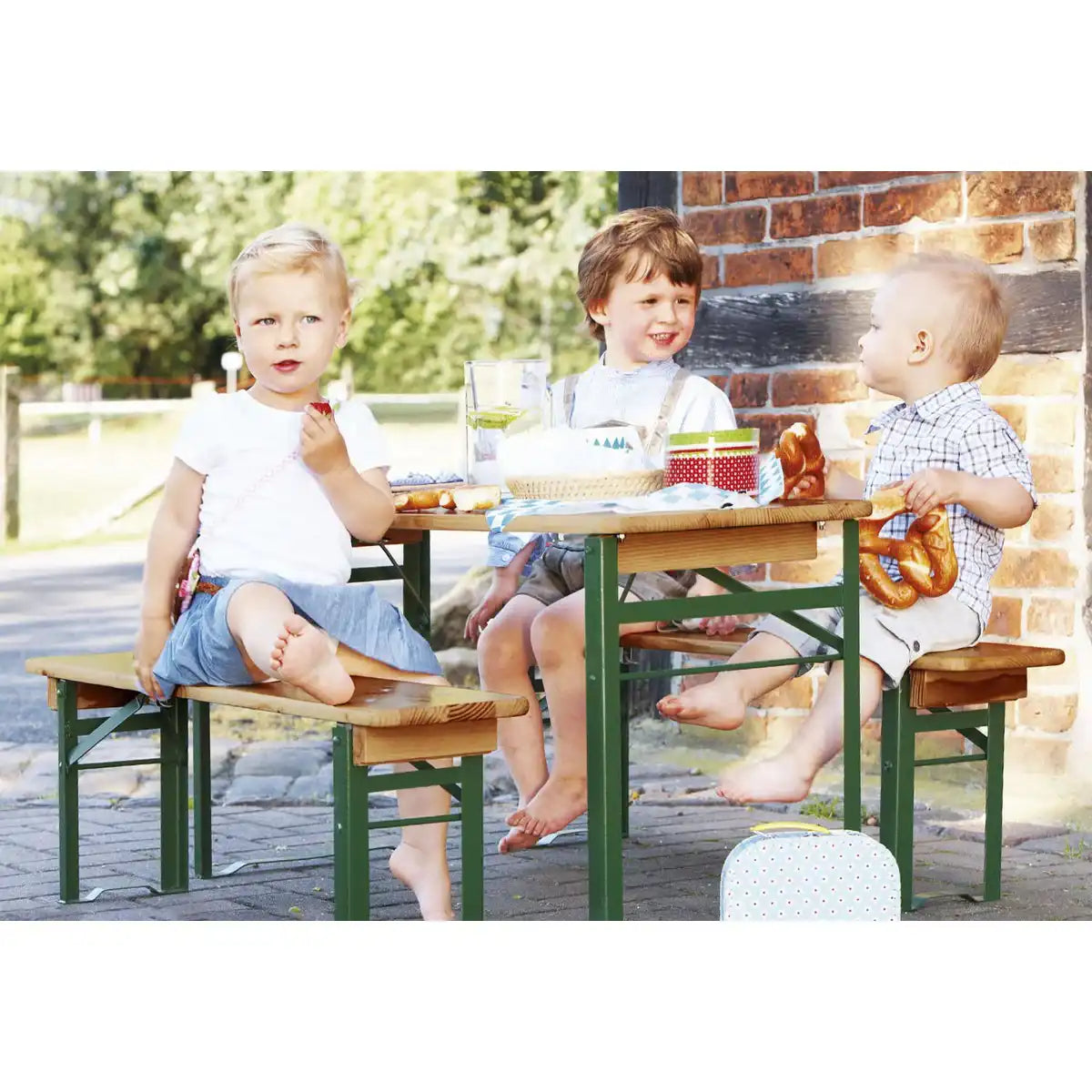 Kinderbank- und Tischgarnitur für Feste im Freien 'Sepp', 3-teilig - HomeDesign Knaus
