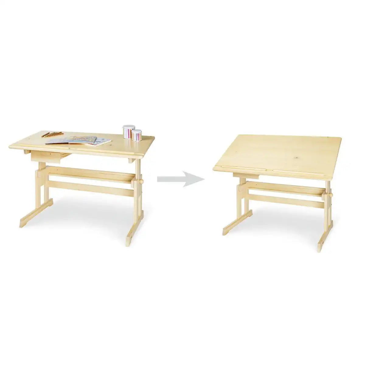 Kinderschreibtisch 'Lena', klar lackiert - HomeDesign Knaus