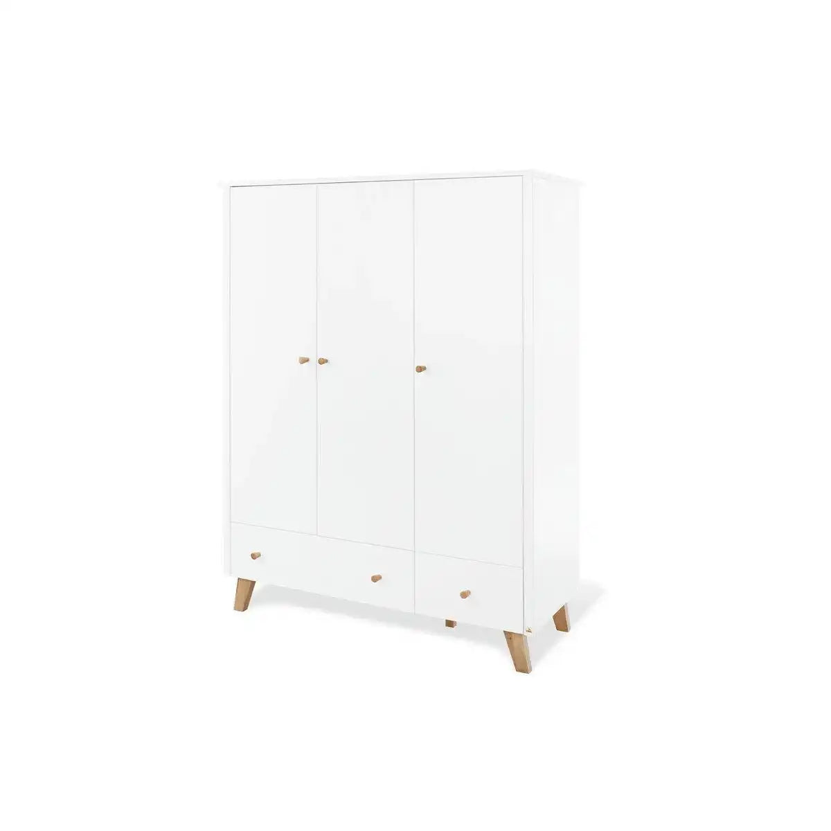 Kinderzimmer 'Pfanne' breit groß, inkl. Wandregal
4-teilig: Kinderbett, breite Wickelkommode, großer Kleiderschrank, Wandregal - HomeDesign Knaus