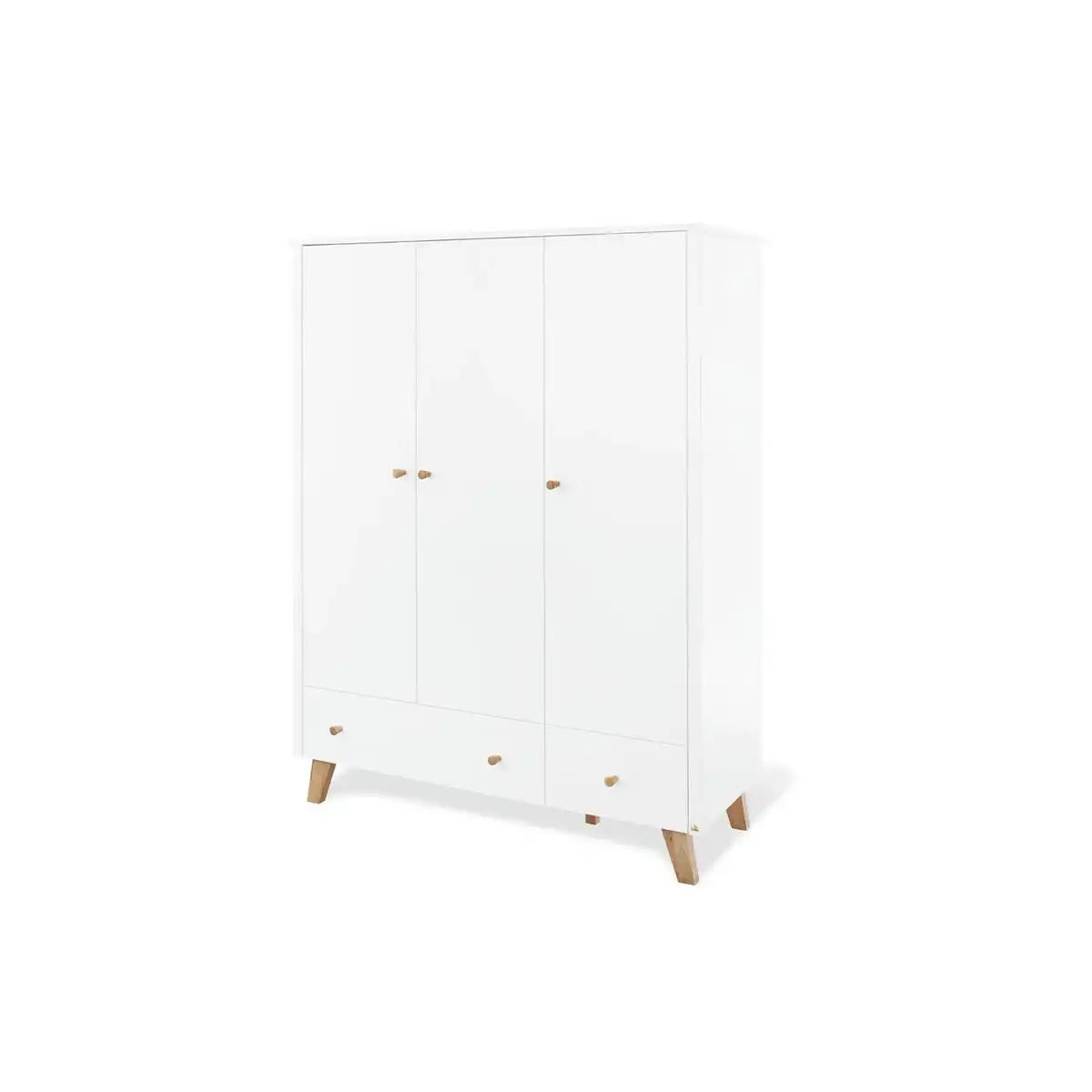 Kinderzimmer 'Pfanne' extra breit groß, inkl. Wandregal
4-teilig: Kinderbett, extra breite Wickelkommode, großer Kleiderschrank, Wandregal - HomeDesign Knaus
