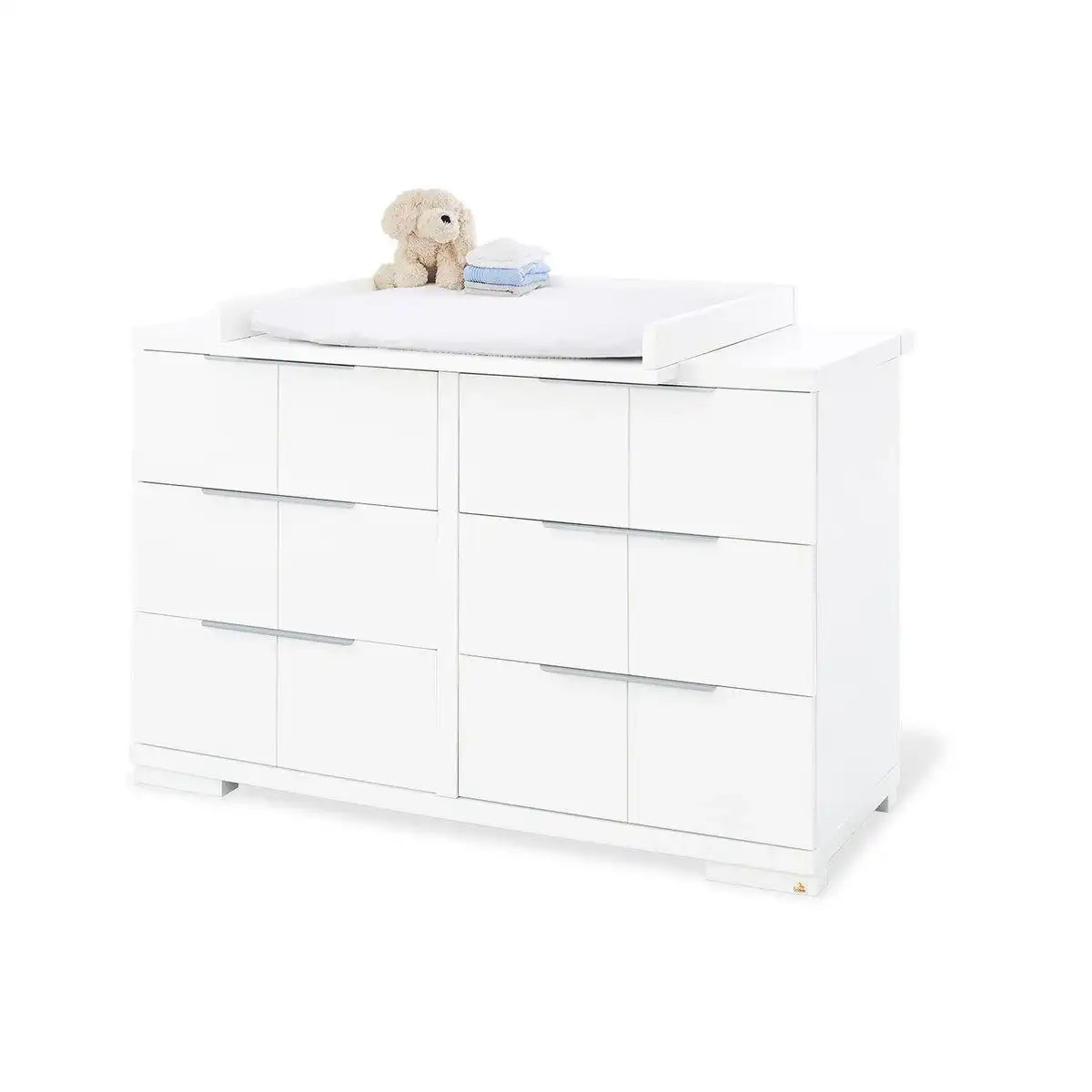 Kinderzimmer 'Polar' extra breit groß, inkl. Wandregal4-teilig: Kinderbett, extrabreite Wickelkommode, großer Kleiderschrank, Wandregal - HomeDesign Knaus