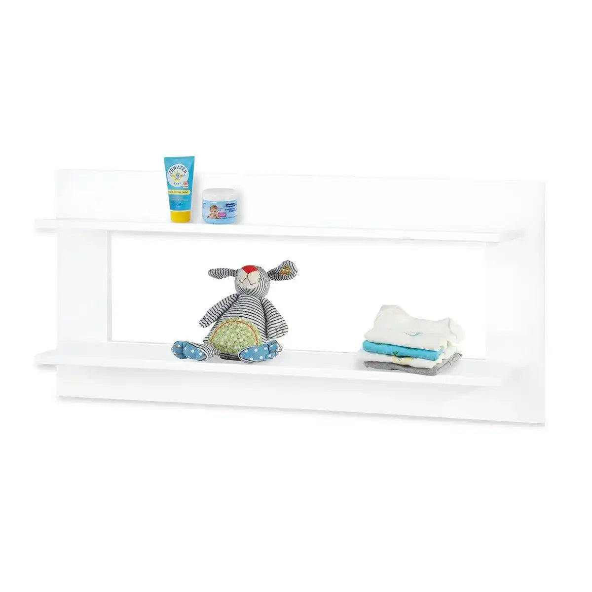 Kinderzimmer 'Polar' extra breit groß, inkl. Wandregal4-teilig: Kinderbett, extrabreite Wickelkommode, großer Kleiderschrank, Wandregal - HomeDesign Knaus