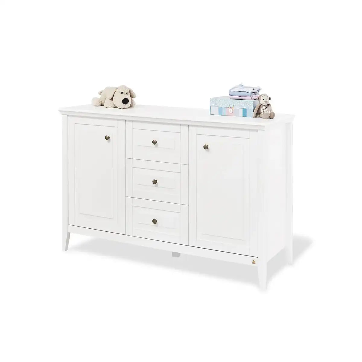 Kinderzimmer 'Smilla' extrabreit3-teilig: Kinderbett, extrabreite Wickelkommode, 2-türiger Kleiderschrank - HomeDesign Knaus