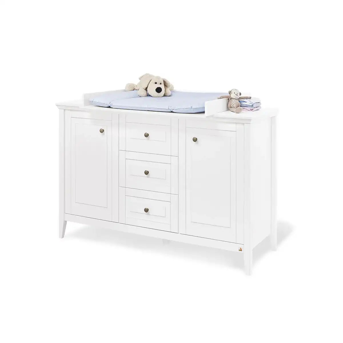 Kinderzimmer 'Smilla' extrabreit3-teilig: Kinderbett, extrabreite Wickelkommode, 2-türiger Kleiderschrank - HomeDesign Knaus