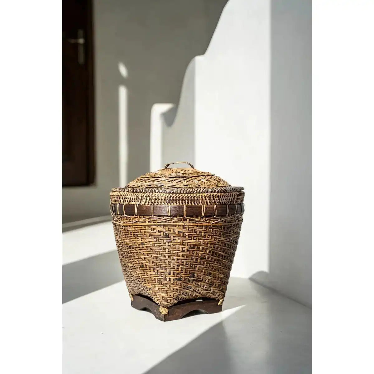 Koloniale Rattan Aufbewahrungskorb Braun Badezimmerkorb 40 cm - HomeDesign Knaus