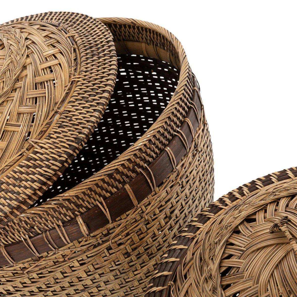 Koloniale Rattan Aufbewahrungskorb Braun Badezimmerkorb 40 cm - HomeDesign Knaus