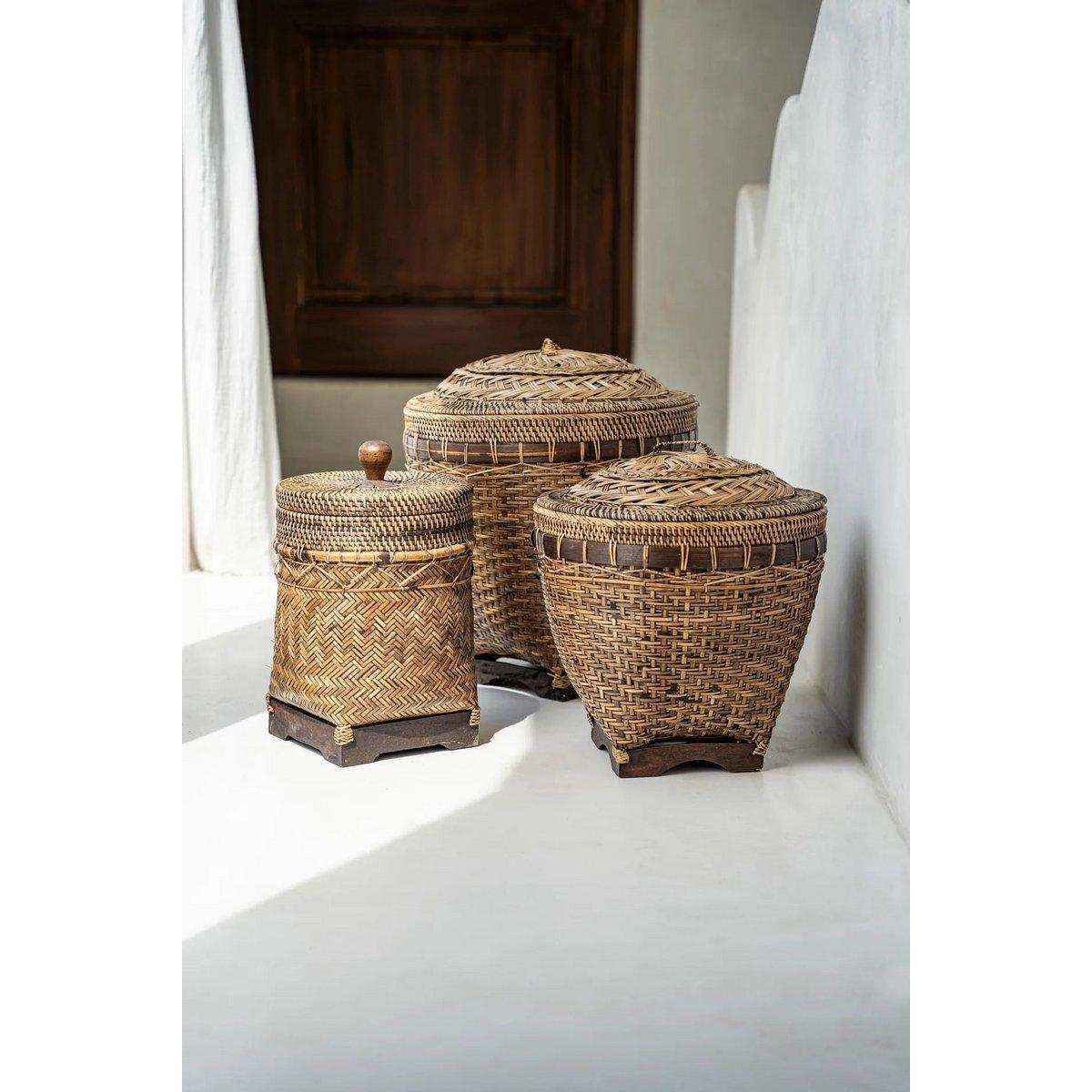 Koloniale Rattan Aufbewahrungskorb Braun Badezimmerkorb 40 cm - HomeDesign Knaus