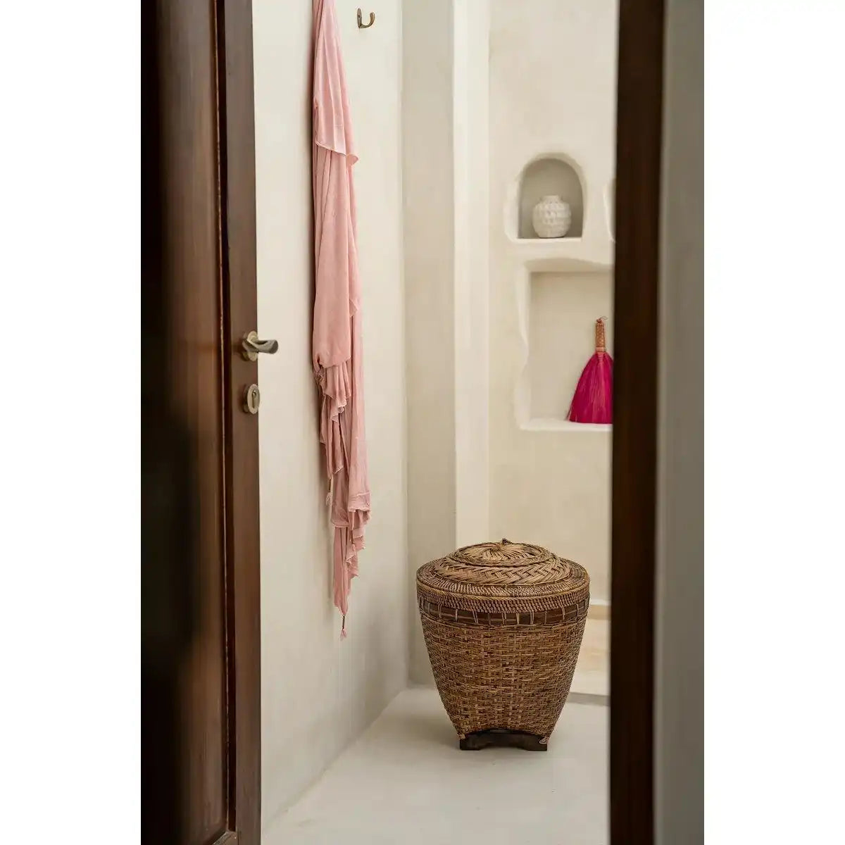 Koloniale Rattan Aufbewahrungskorb Braun Badezimmerkorb 45 cm - HomeDesign Knaus