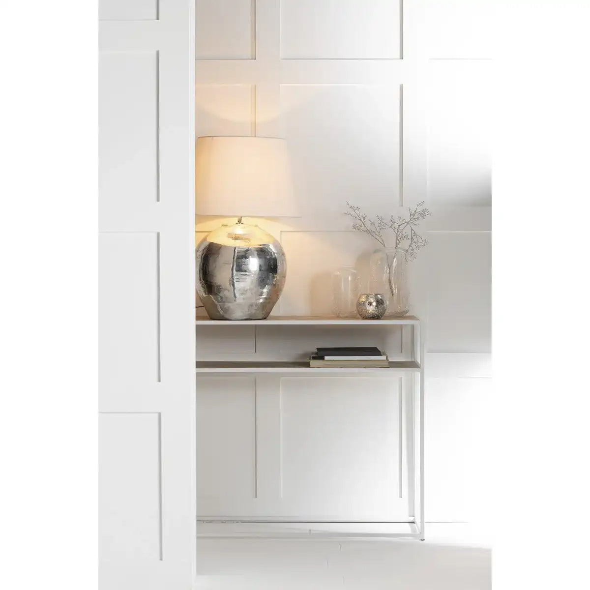 Konsole Zigzag Holz/Metall Natur/Weiß - HomeDesign Knaus