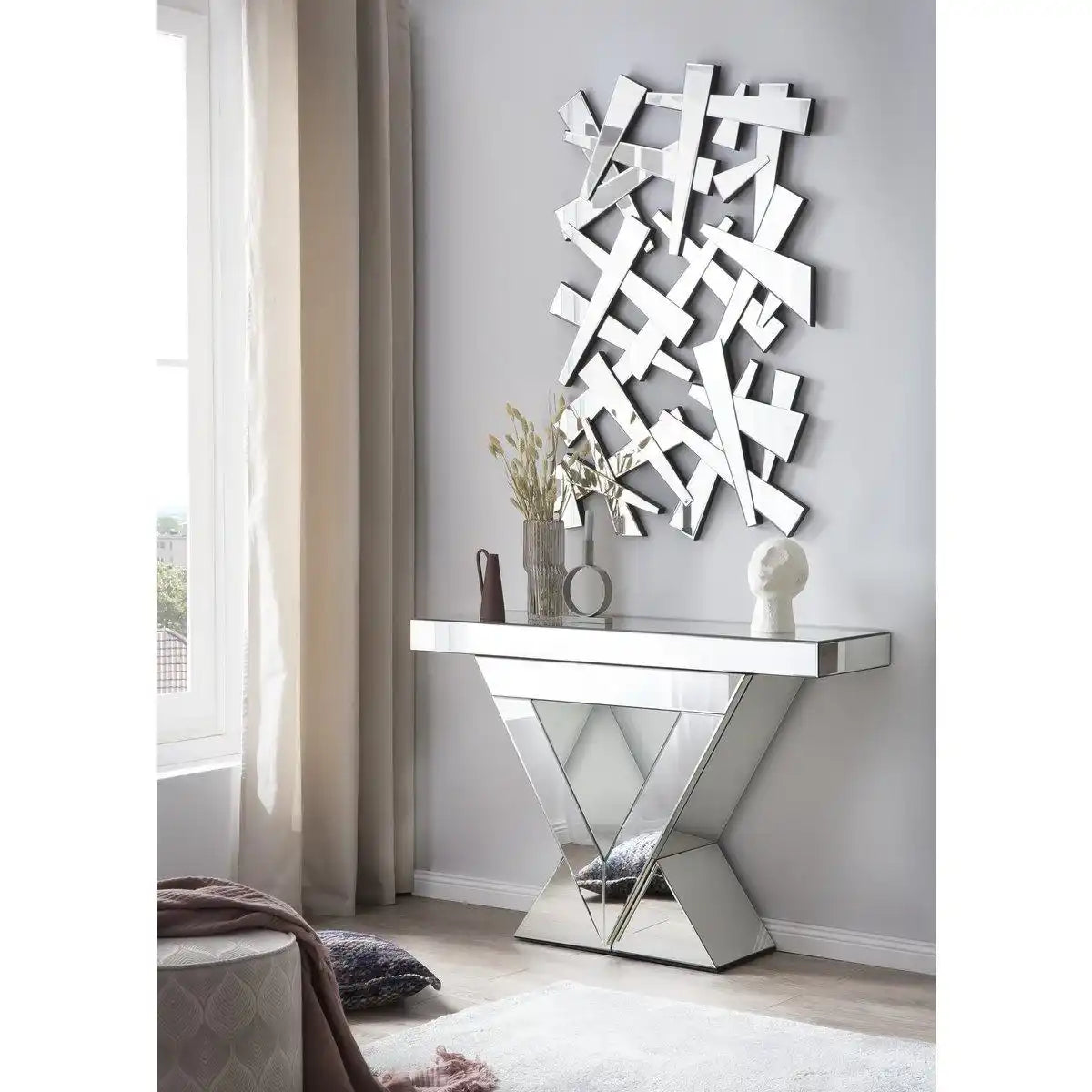 Konsolentisch aus MDF mit Spiegelglas - HomeDesign Knaus
