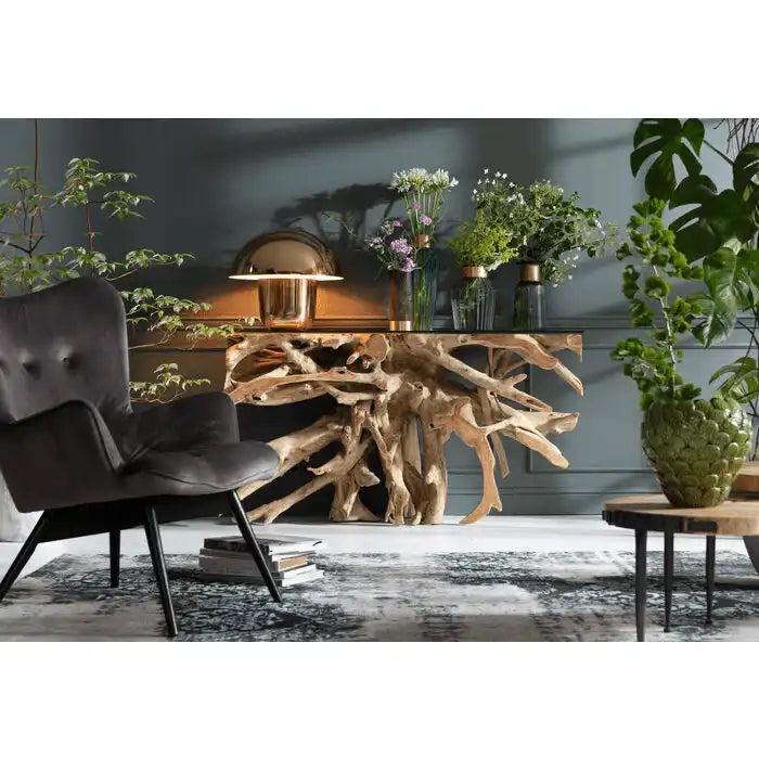 Konstolen Tisch Roots Konsole Handanfertigung Natur Teak Massivholz - HomeDesign Knaus