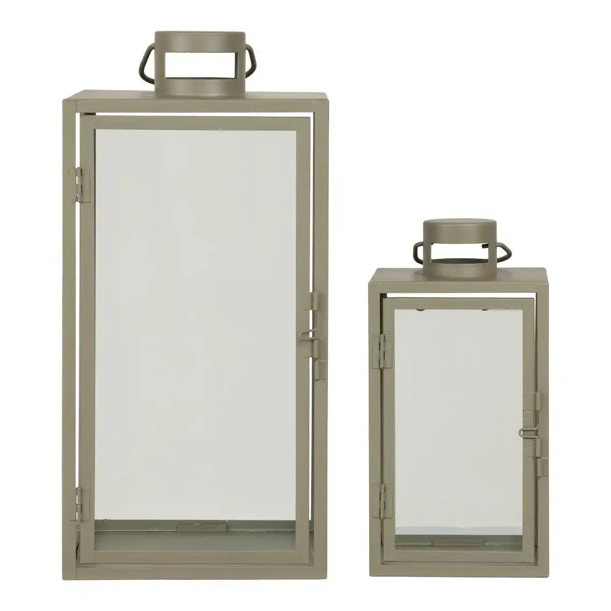 Korfu-Laternen – Grün, Stahl, Glas, 13/19,5 x 13/19,5 x 25,5/40 cm – 2er-Set - HomeDesign Knaus