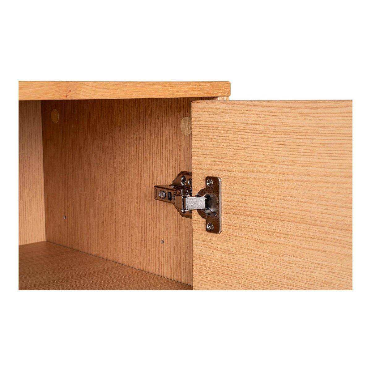 Kyoto Sideboard – Sideboard, Eichenfurnier, schwarze Metallbeine, 3 Schubladen und 2 Türen, 150 x 40 x 74 cm - HomeDesign Knaus