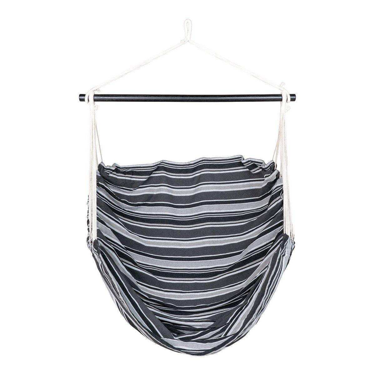 Lamia Hammock Chair – Hängemattenstuhl, Polyester/Baumwolle, Lärche, schwarz/grau/weiß - HomeDesign Knaus