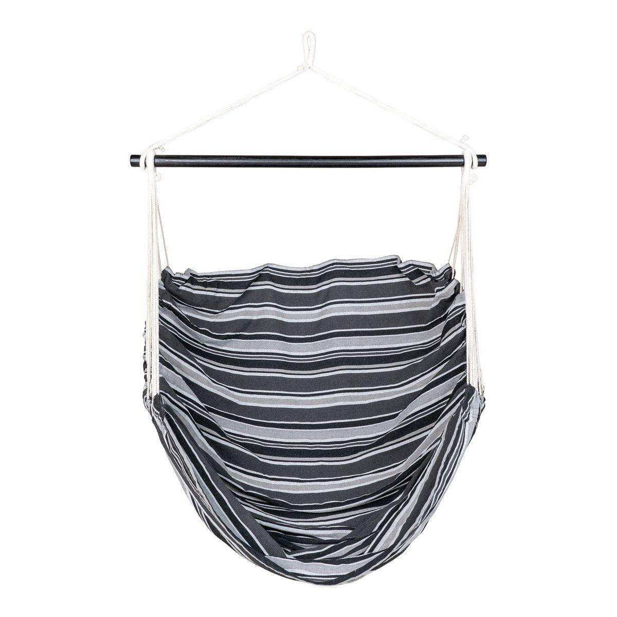Lamia Hammock Chair – Hängemattenstuhl, Polyester/Baumwolle, Lärche, schwarz/grau/weiß - HomeDesign Knaus