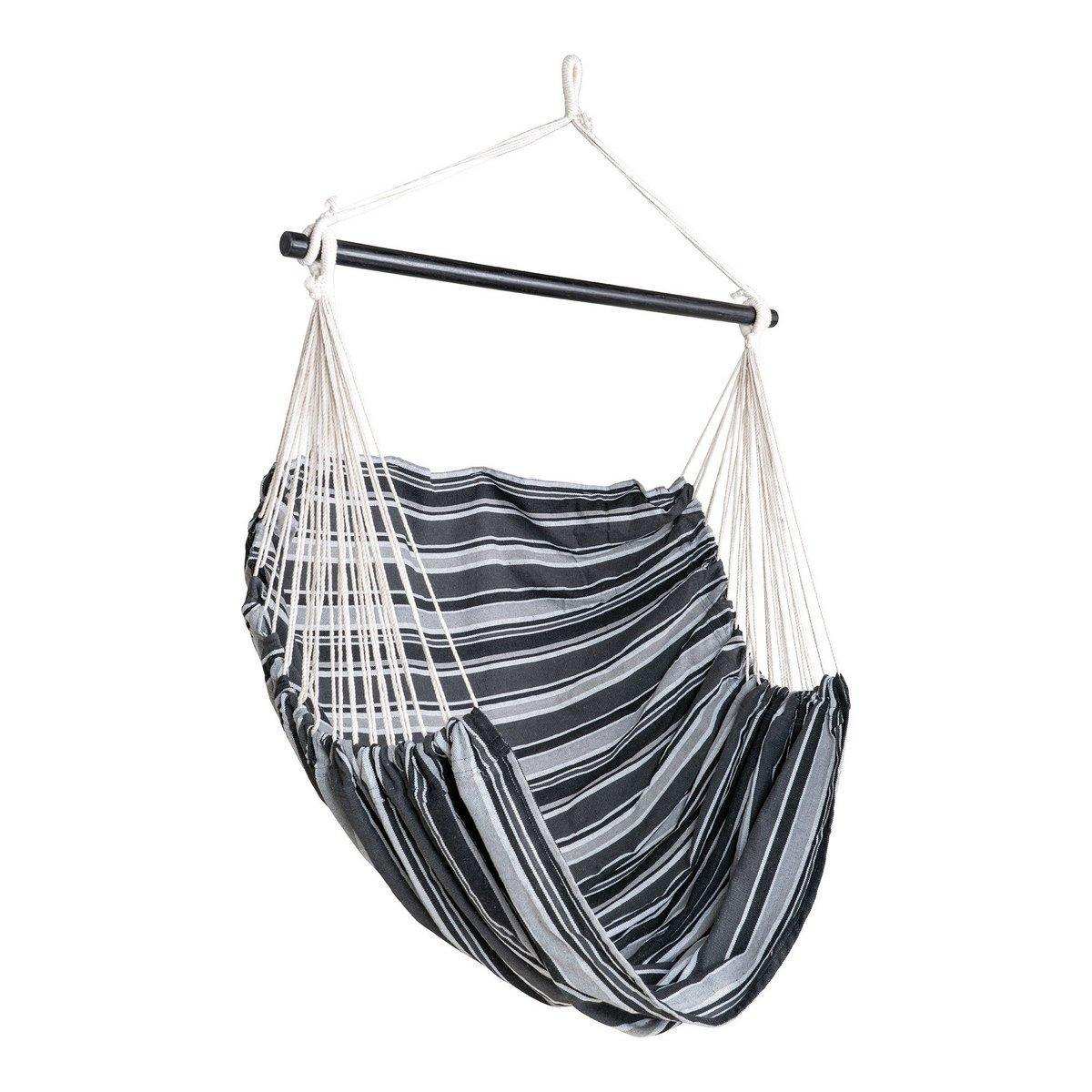Lamia Hammock Chair – Hängemattenstuhl, Polyester/Baumwolle, Lärche, schwarz/grau/weiß - HomeDesign Knaus