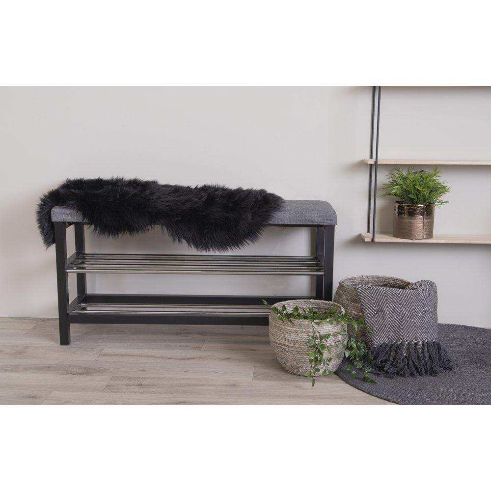 Lammfell Kunstleder - Künstliches Lammfell in schwarz 50x85 cm - HomeDesign Knaus