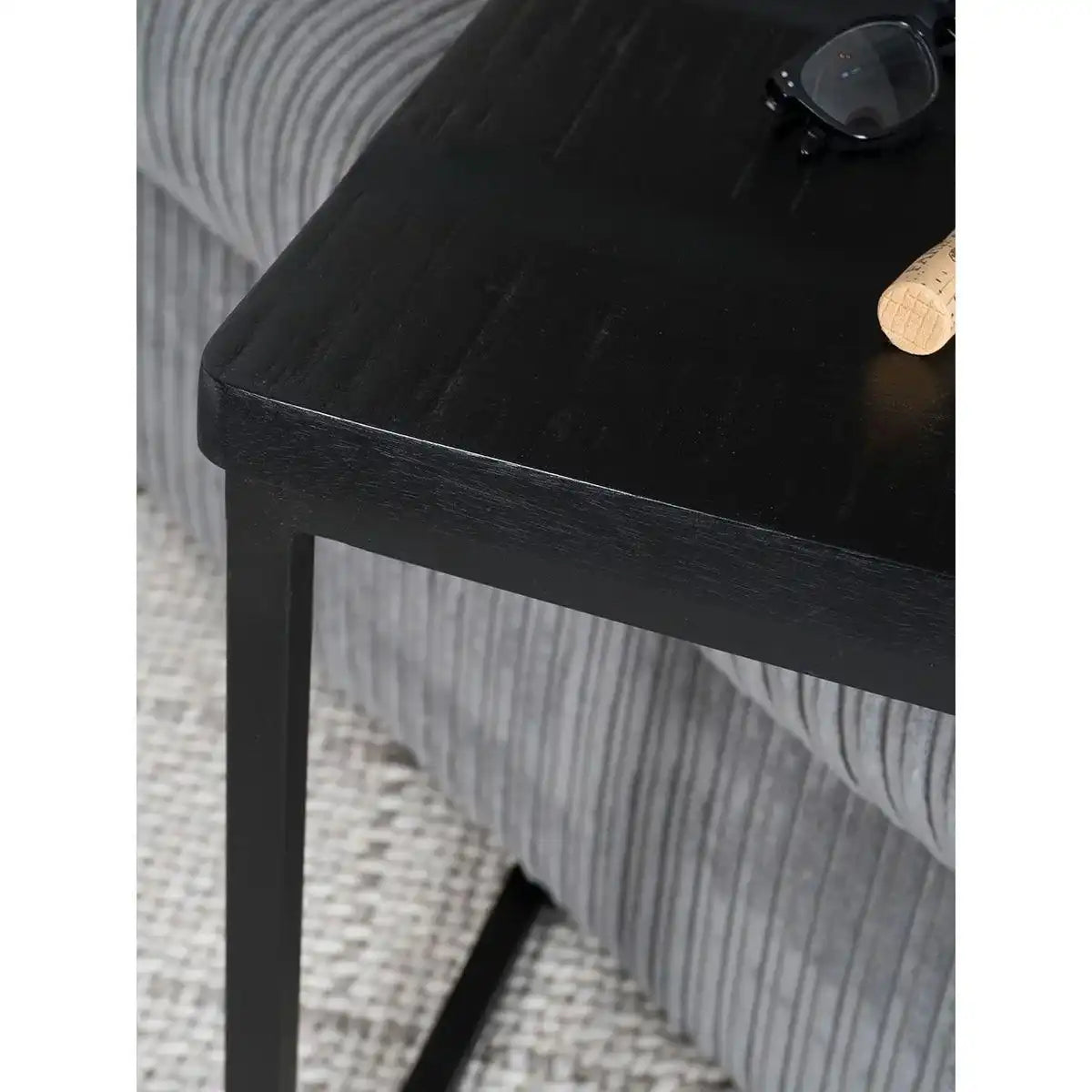 Laptoptisch Rose Schwarze Mangoholz Platte Schwarzes Gestell - HomeDesign Knaus