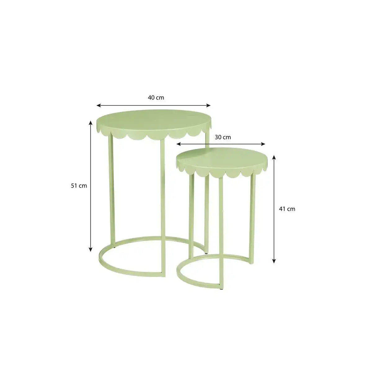 Lara Side Table - Set von 2 - H51 x Ø40 cm - Metall - MintGroen - HomeDesign Knaus