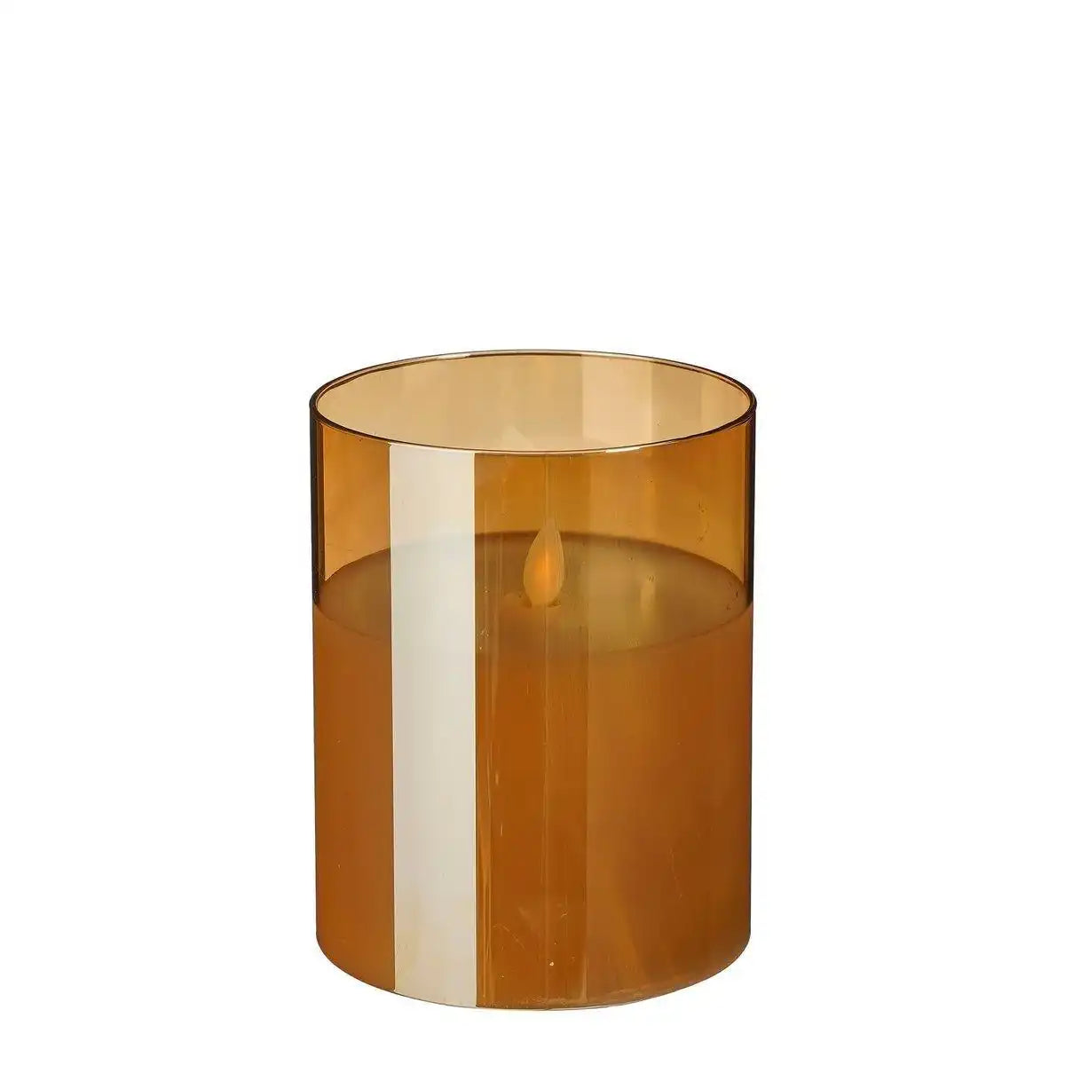 LED-Kerze – H15 x Ø12 cm – Glas/Wachs – Gold - HomeDesign Knaus