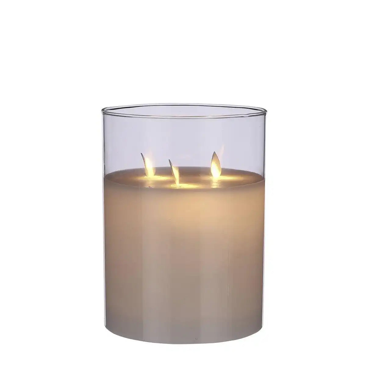 LED-Kerze – H20 x Ø15 cm – Glas/Wachs – Transparent - HomeDesign Knaus