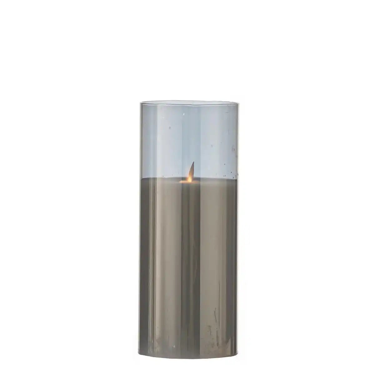 LED-Kerze – H25 x Ø10 cm – Glas/Wachs – Grau - HomeDesign Knaus