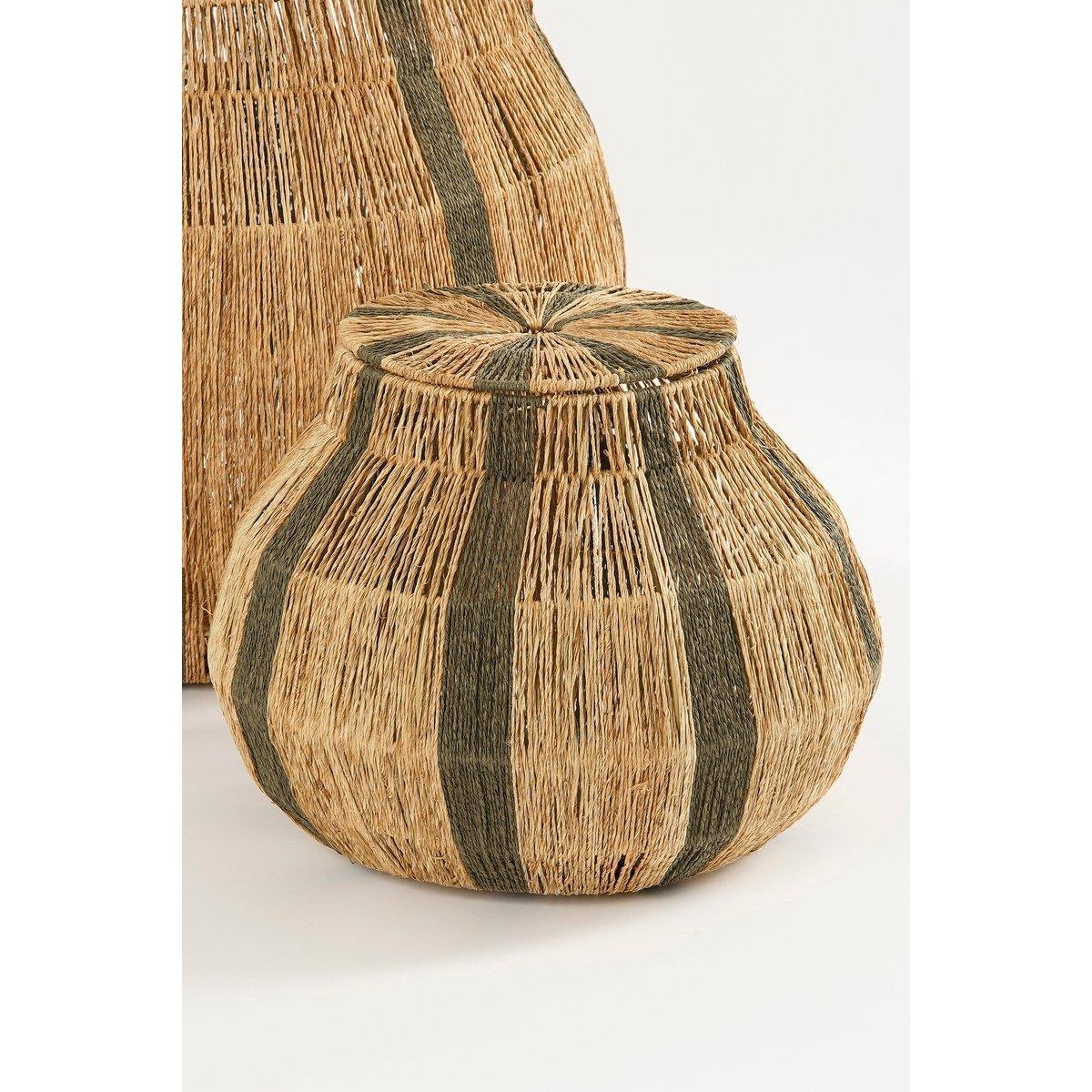 Liliano Korb – 2er-Set – H48 x Ø50 cm – Jute – Dunkelgrün - HomeDesign Knaus