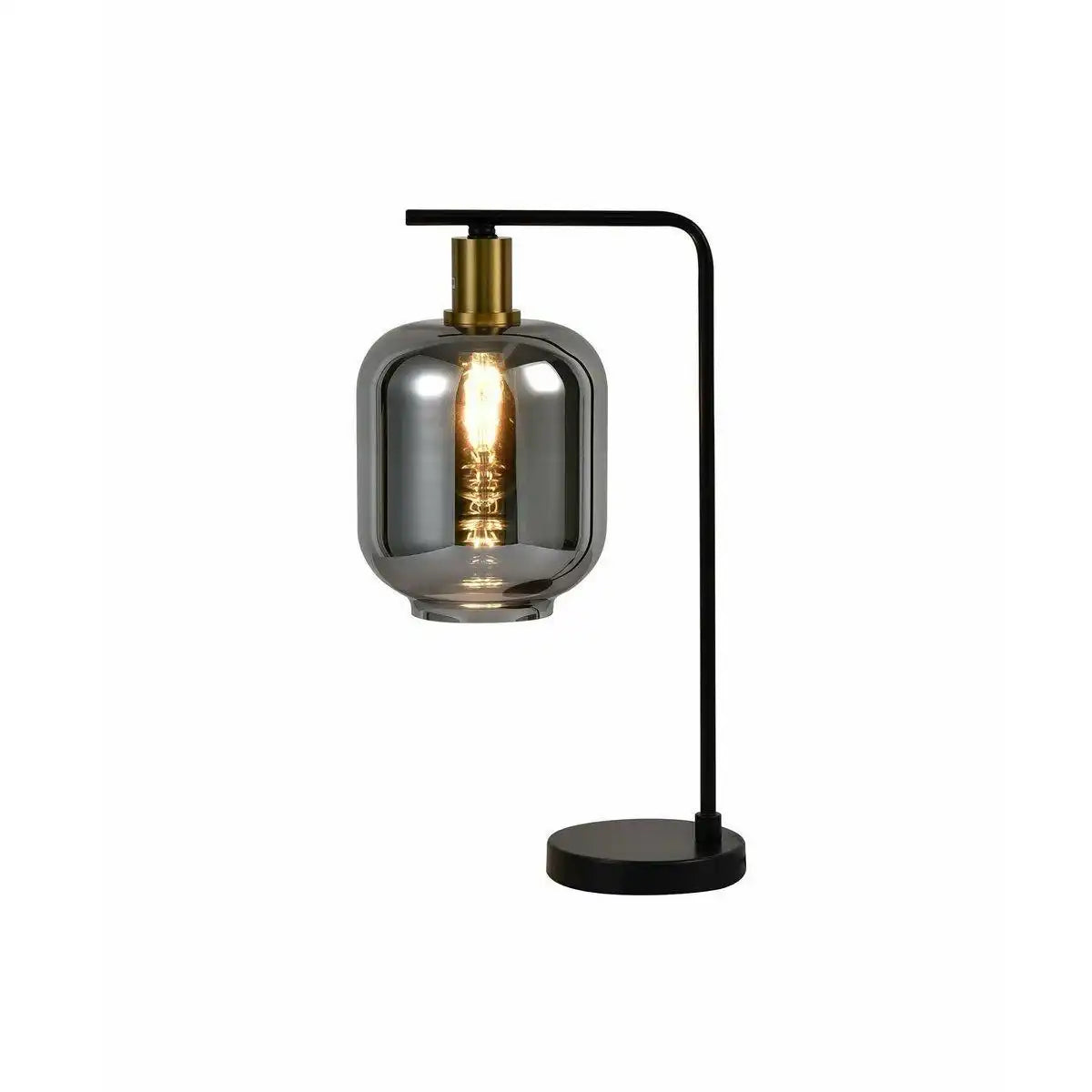 Lilien Tischlampe Rauchglas Edelstahl - HomeDesign Knaus