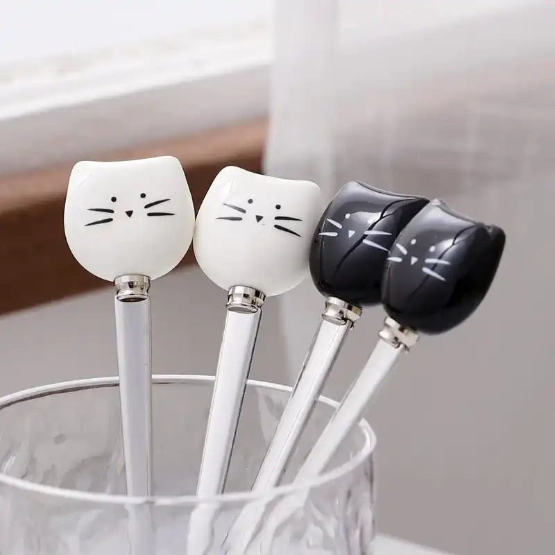 Löffel weiße und schwarze Katzen - 6 -Set von 6 - HomeDesign Knaus