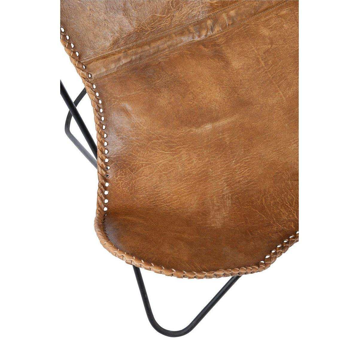 Loungesessel – Leder/Metall – Cognac - HomeDesign Knaus