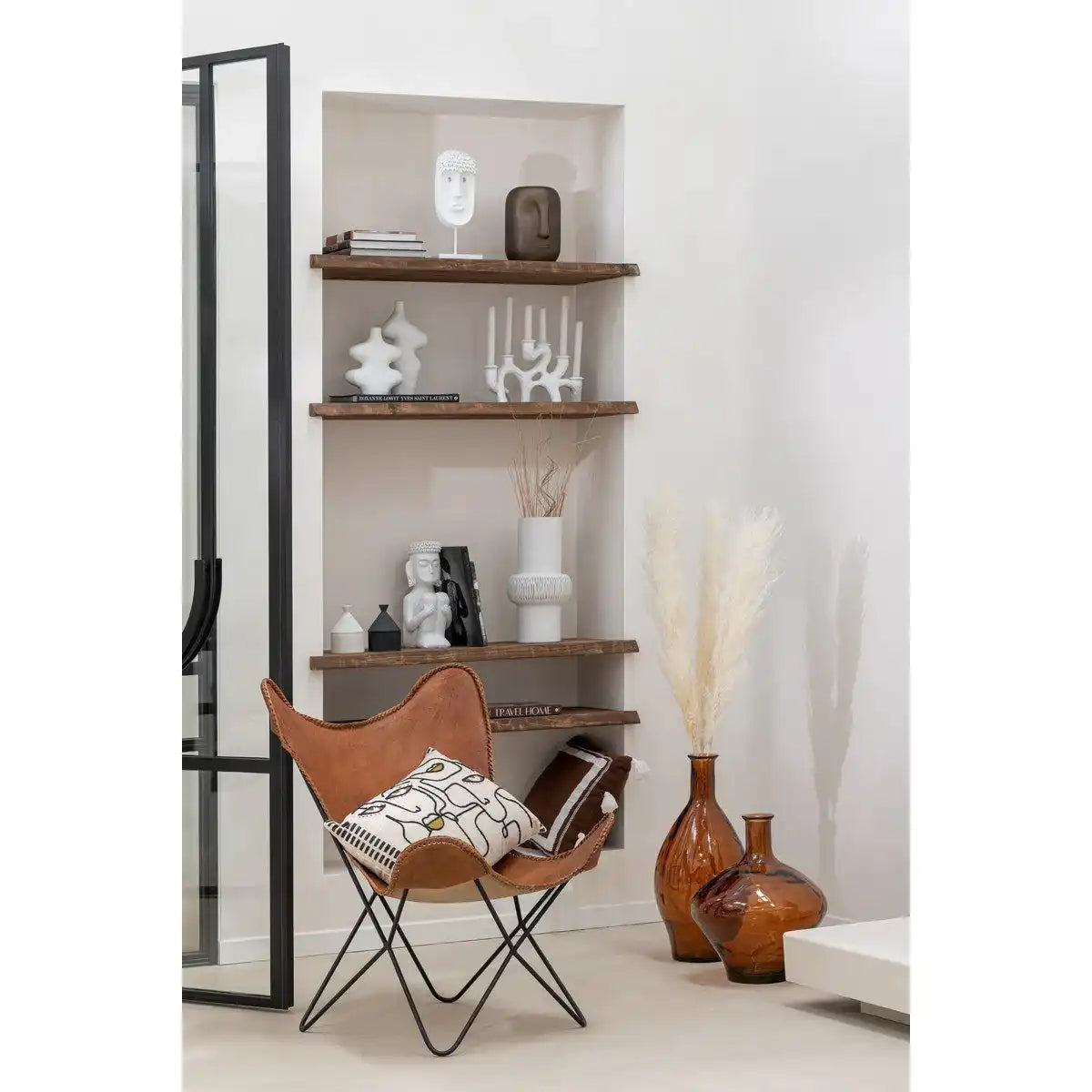 Loungesessel – Leder/Metall – Cognac - HomeDesign Knaus