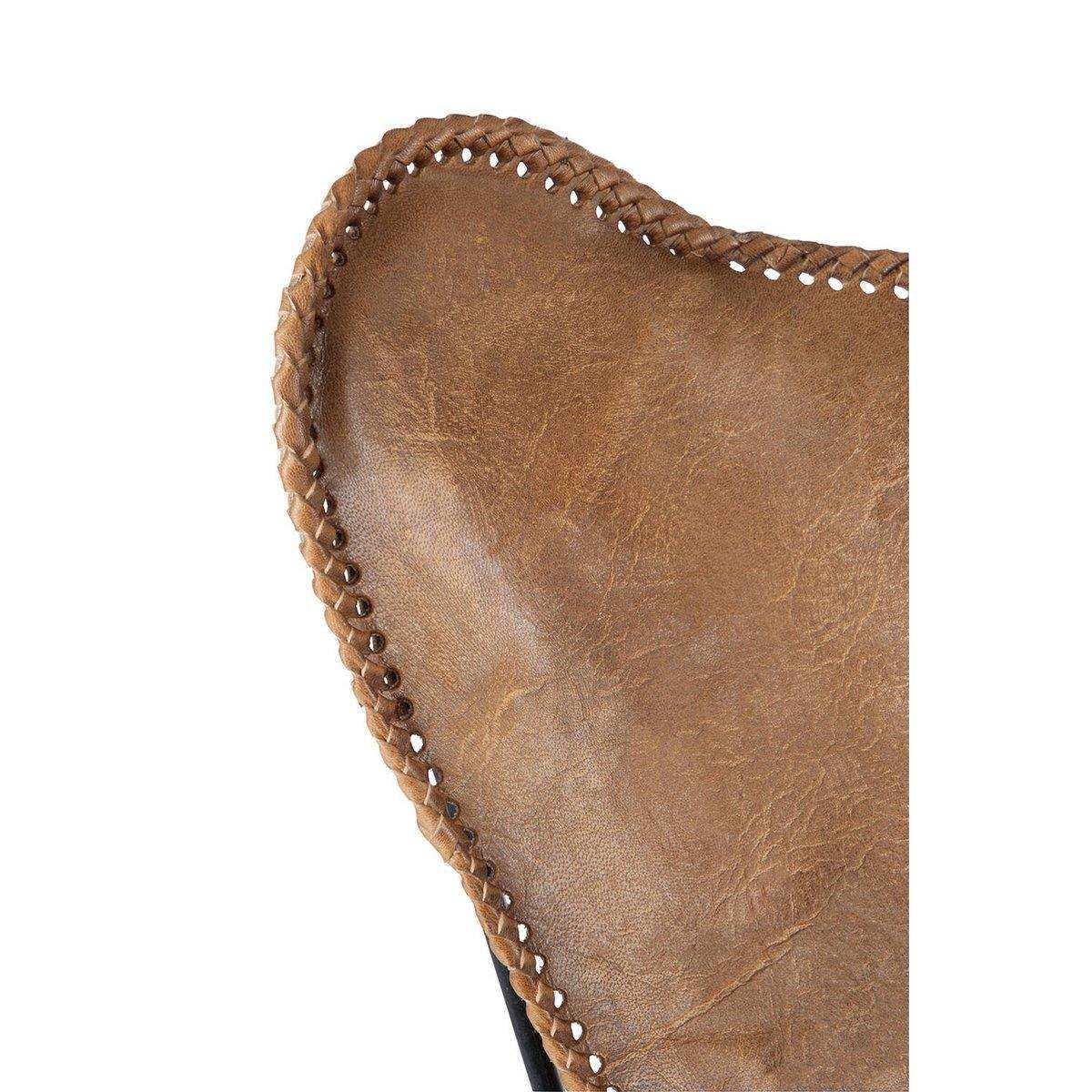 Loungesessel – Leder/Metall – Cognac - HomeDesign Knaus