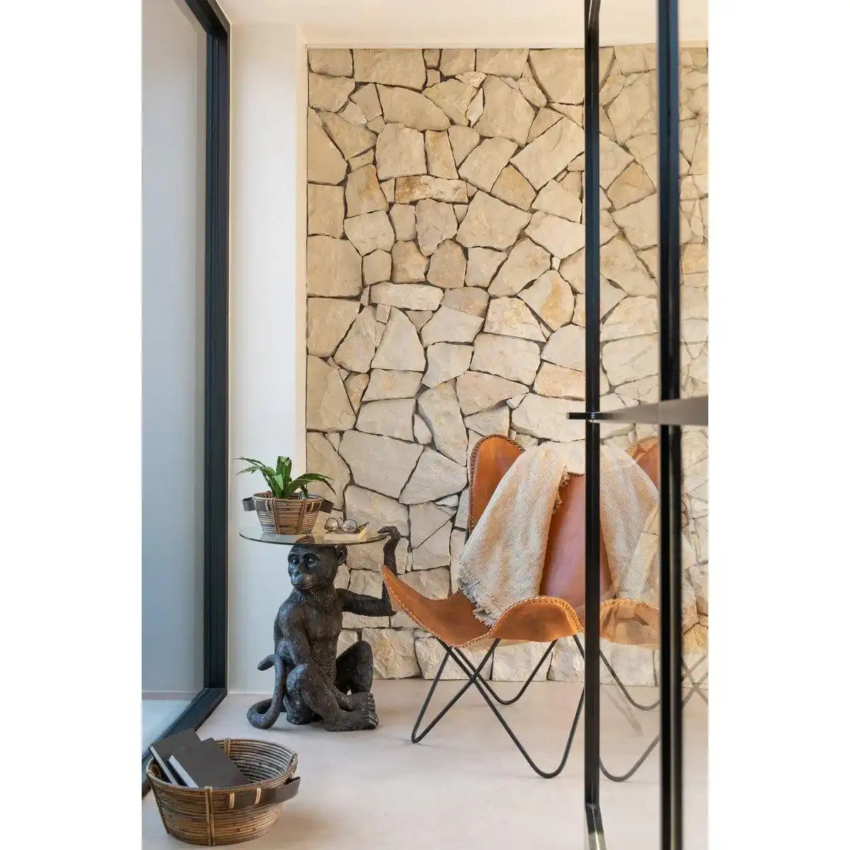 Loungesessel – Leder/Metall – Cognac - HomeDesign Knaus